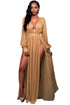 Sexy Shimmer Mocha Slit Goddess Dress